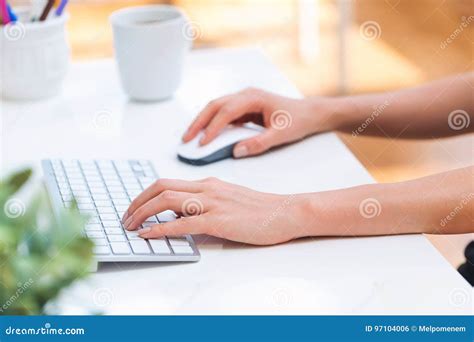 Person Typing at on Her Office Computer Stock Photo - Image of ...