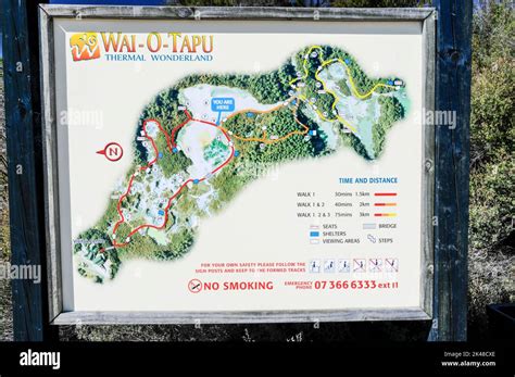 A visitor’s map of the park at the Wai-O-Tapu Thermal Wonderland near the Rotorua lakeside town ...