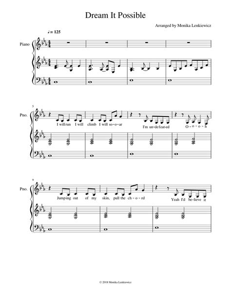 Dream It Possible Sheet music for Piano | Download free in PDF or MIDI | Musescore.com