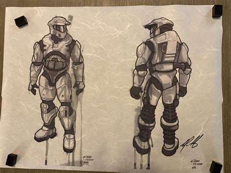 Early Master Chief concept artwork I got during Bungies charity auction : r/halo