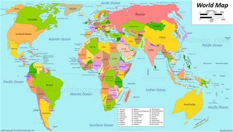 Map Showing Countries Of The World - United States Map