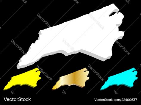 3d map of north carolina Royalty Free Vector Image