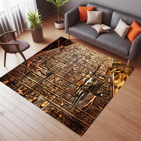 Egyptian Pyramid Symbols Rug, Symbol Rug, Ethnic Rug, Egyptian Rug Rug, Cool Rug, Living Room ...