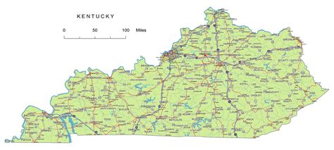 Preview of Kentucky State vector road map. - Your-Vector-Maps.com