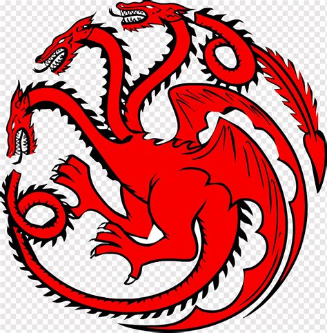 Red three-headed dragon logo, Daenerys Targaryen T-shirt Fire and Blood House Targaryen Jon Snow ...