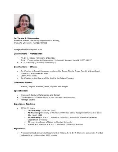 Dr. Varsha S. Shirgaonkar - Department of History, Churchgate