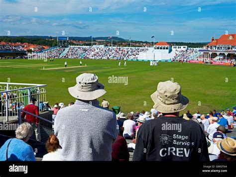 The crowd at Scarborough Cricket Club, North Marine Road, Scarborough ...