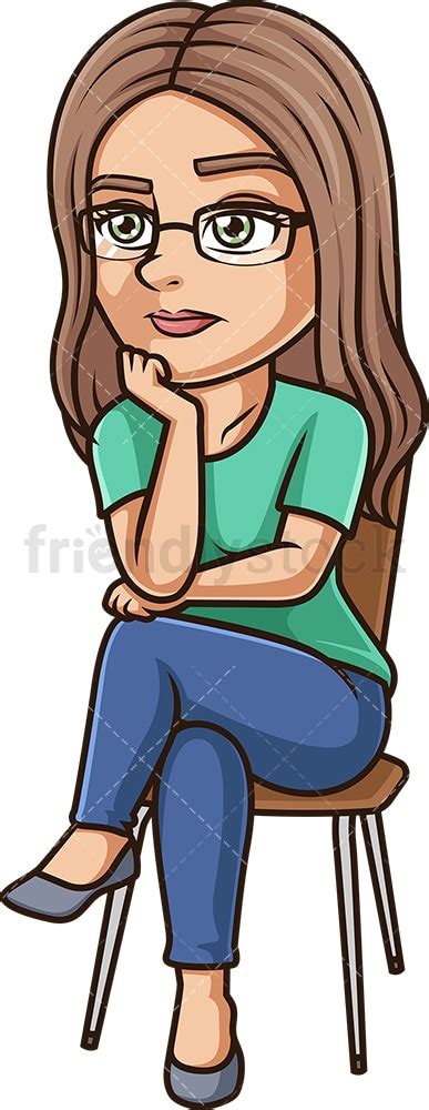 Woman Sitting On Chair Thinking Cartoon Clipart Vector - FriendlyStock