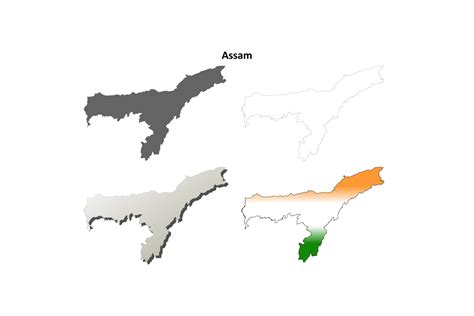 Assam Outline Map Set Graphic by davidzydd · Creative Fabrica