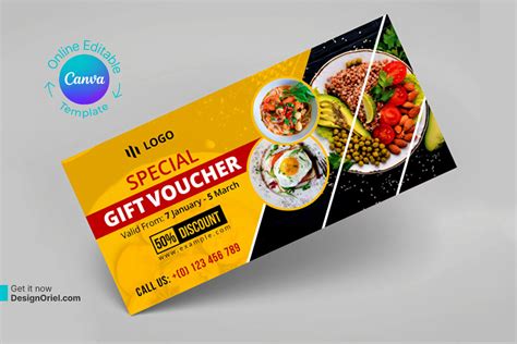 Restaurant Food Gift Voucher Canva Template