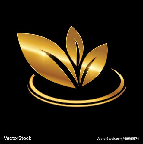 Golden leaf logo icon Royalty Free Vector Image