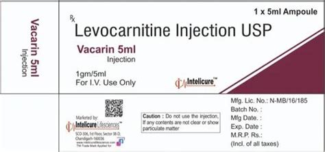 Levocarnitin 5ml Injection at Rs 172 | Levocarnitine Injection in ...