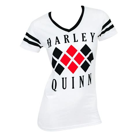 Harley Quinn - Harley Quinn Diamond Logo Varsity V-Neck Shirt-Medium ...