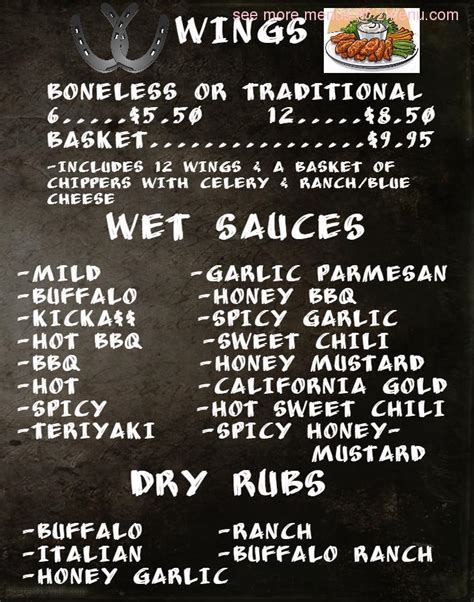 Menu at The Horseshoe Bar & Grill, Duncan Falls