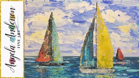 Simple Sailboat Seascape Acrylic Painting Tutorial using Palette Knife LIVE Step by Step Lesson ...