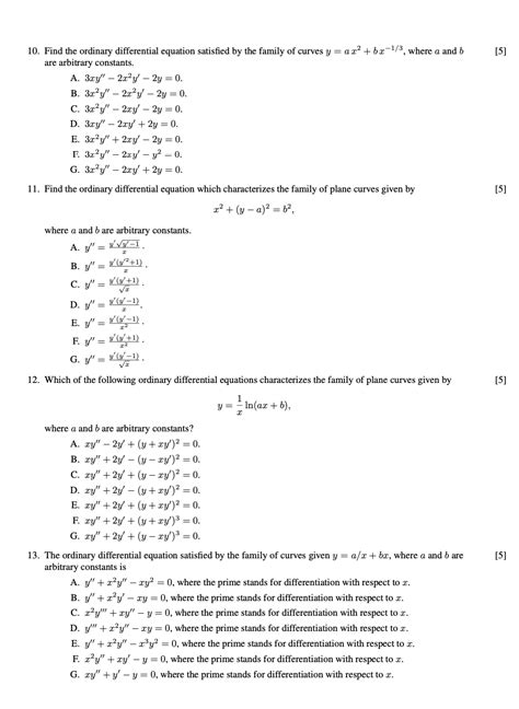 Solved [5] 10. Find the ordinary differential equation | Chegg.com