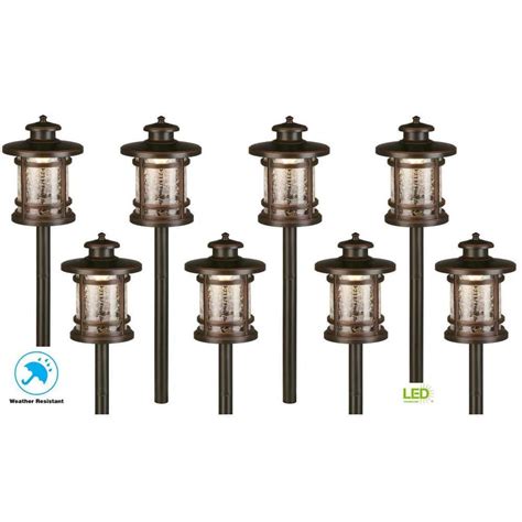 Hampton Bay Low-Voltage 3-Watt Oil Rubbed Bronze Outdoor Integrated LED Landscape Path Lights ...