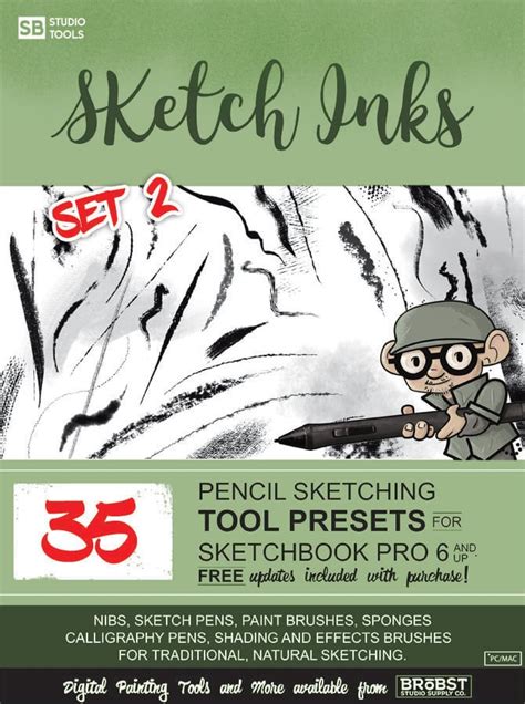 35 Sketch Inking Brushes (Set 2) for Sketchbook Pro 6 + (Mac/PC)