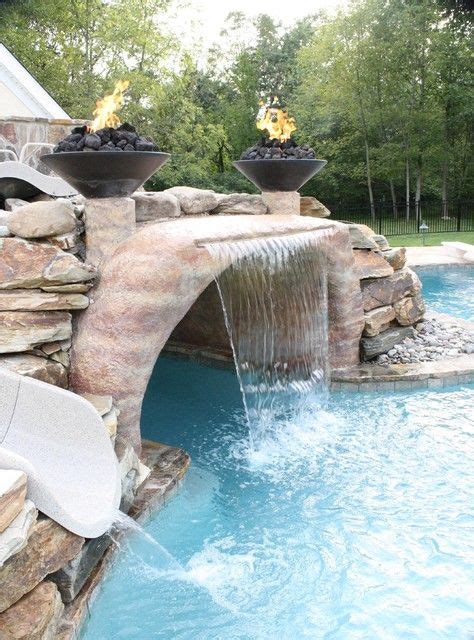 Pool Waterfall Ideas : Luxurious mediterranean stone wall pool with ...