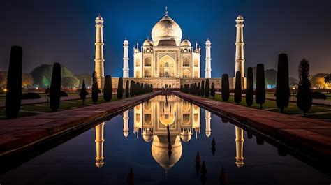 Premium AI Image | Night view of The Taj Mahal