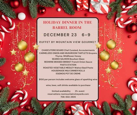 Holiday Dinner in the Barrel Room, Roo Mountain Vineyards, Ellijay, December 23 2023 | AllEvents.in