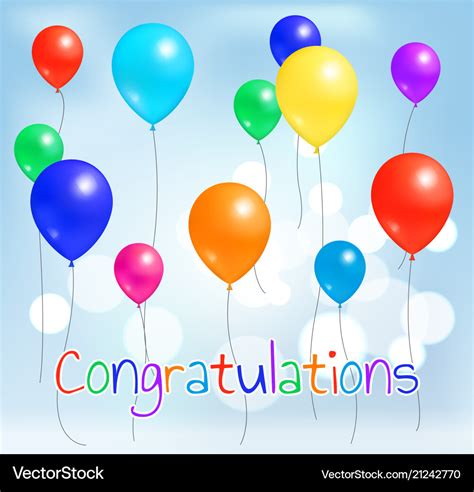 Congratulations postcard colorful balloons flying Vector Image