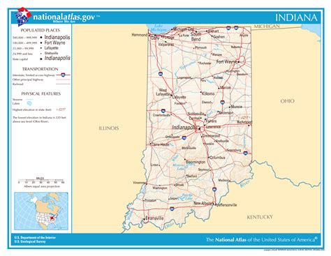 Large detailed map of Indiana state. Indiana state large detailed map ...