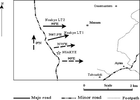 Map showing the orientation of fractures obtained from geological ...