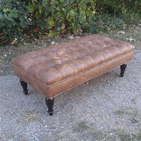 Amazon.com: Design 59 inc. LARGE Vegan Leather Tufted Ottoman/Footstool/Upholstered Coffee Table ...