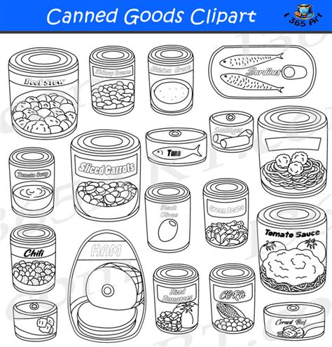 Canned Goods Clipart Set Download - Clipart 4 School