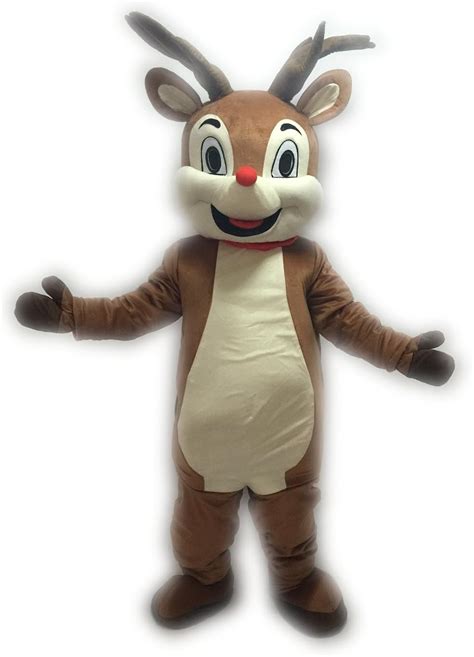 Amazon.com: Cute Red Nose Rudolph Reindeer Mascot Costume Christmas Mascots Rudolph Costume ...