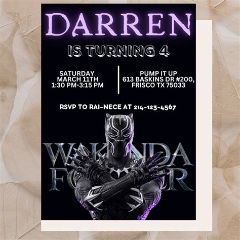 Editable Black Panther Birthday Invitation Template, Printable Wakanda Birthday Party ...