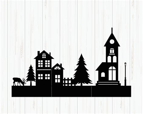 Christmas Village Svg Winter Village Svg Christmas Window - Etsy