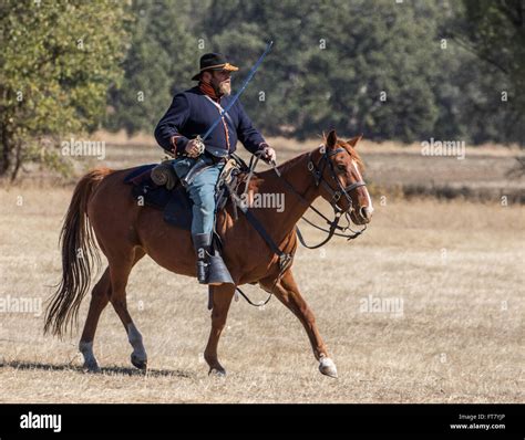 Civil War era cavalry at a reenactment in Anderson, California Stock ...