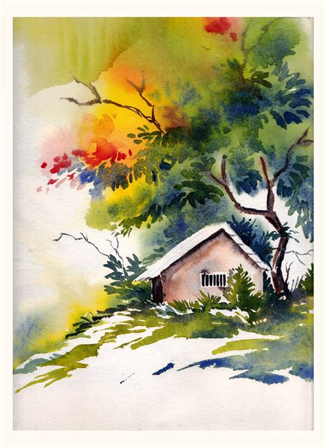 Easy Nature Watercolor Painting - Watercolor Scenery Choose Board ...