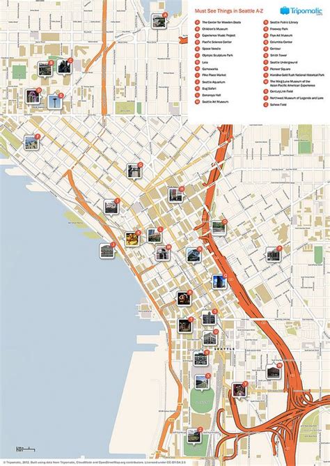 Seattle printable tourist attractions map | Seattle vacation, Seattle travel, Seattle tourist ...