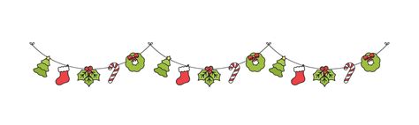 Christmas Garland Vector Illustration, Xmas Graphics Festive Winter ...