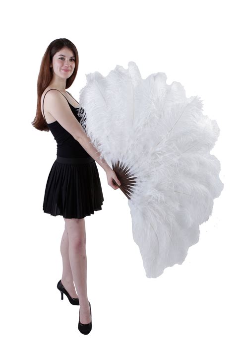 Large White Ostrich Feather Fan, Feather Fan For Burlesque Fan Dance, Showgirl Costume, Boudoir ...