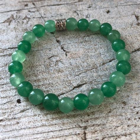 Green Aventurine Stretch Bead Bracelet for Luck Prosperity - Etsy | Beaded bracelets, Crystal ...