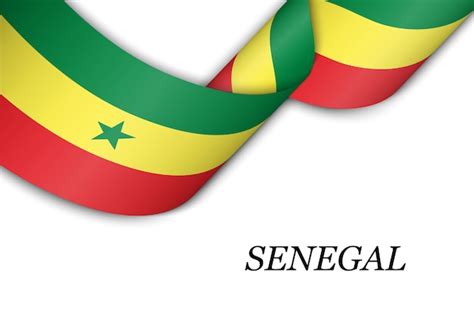 Agitant le ruban avec le drapeau du Sénégal. | Vecteur Premium