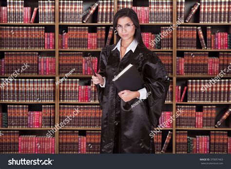 Portrait Serious Female Judge Holding Gavel Stock Photo 370057463 ...