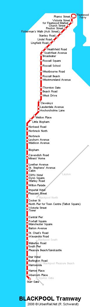 Blackpool Tram Map for Free Download | Map of Blackpool Tramway Network