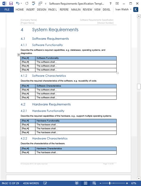 Software Requirements Specification Template - Technical Writing Tips