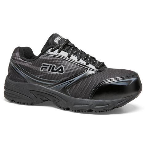 Fila Memory Meiera 2 Women Size 7.5 Black/Pewter Leather/Mesh Composite Toe Work Shoe-5LM00154 ...