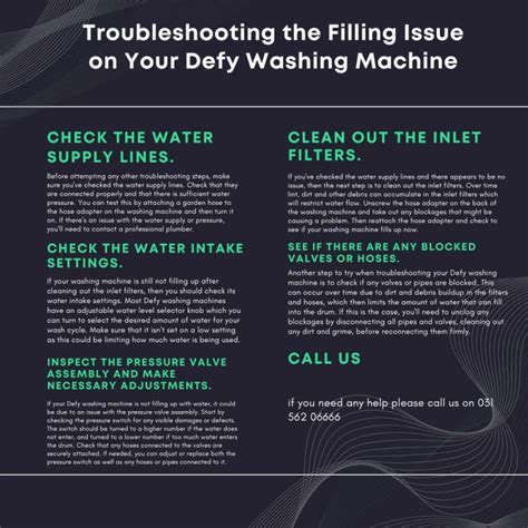 defy washing machine troubleshoot - Not filling water