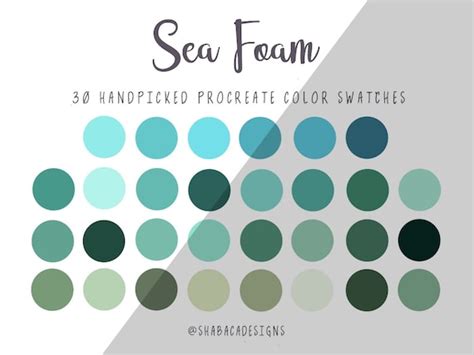 Sea Foam Procreate Color Palette 30 Seafoam Green Blue Aqua - Etsy