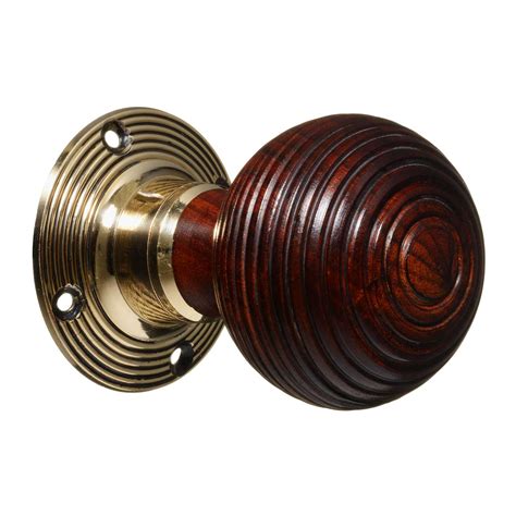 Victorian Door Knobs Hardwood Beehive Brass (pair ...