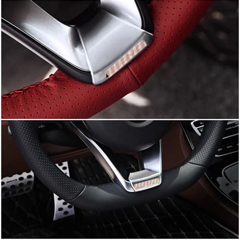 AMG Emblem Sticker Car Steering Wheel Badge Sticker Plastic For Mercedes Benz AMG 16 17 E class ...