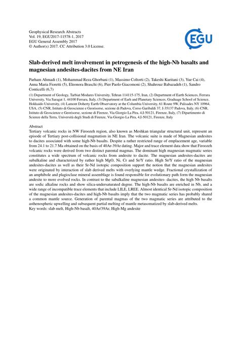 (PDF) Slab-derived melt involvement in petrogenesis of the high-Nb basalts and magnesian ...