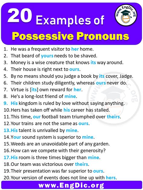 20 Examples of Possessive Pronouns in Sentences – EngDic